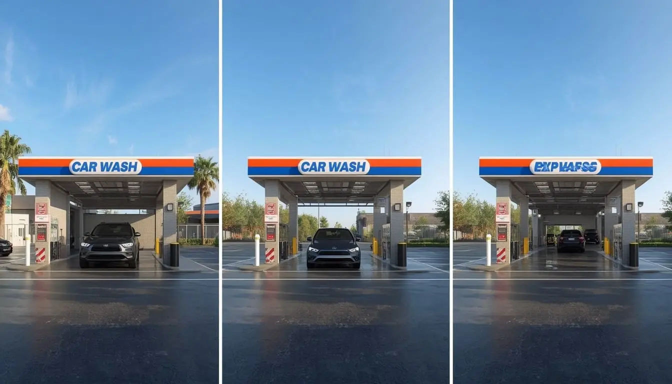 Comparison of self-serve, in-bay automatic, and express tunnel car wash building types